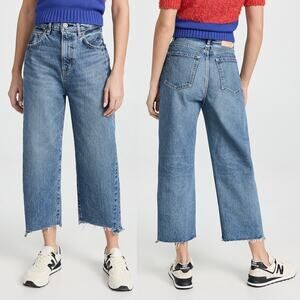 Moussy Vintage | NWT MV Dunkirk Round Barrel Leg Cropped Jeans Blue 28